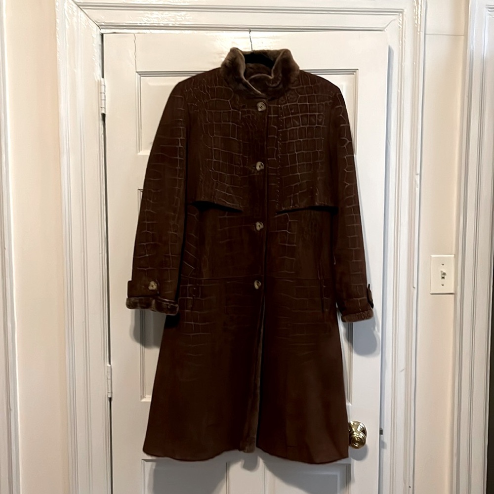 Genuine lambskin suede coat